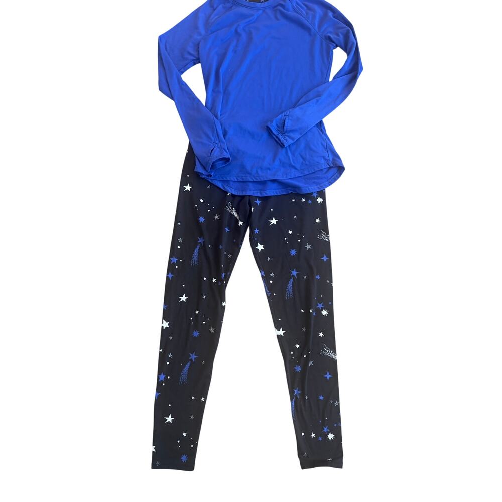 Climate Right By Cuddl Duds Womens 2 Piece Layer Set Black & Blue Size Small